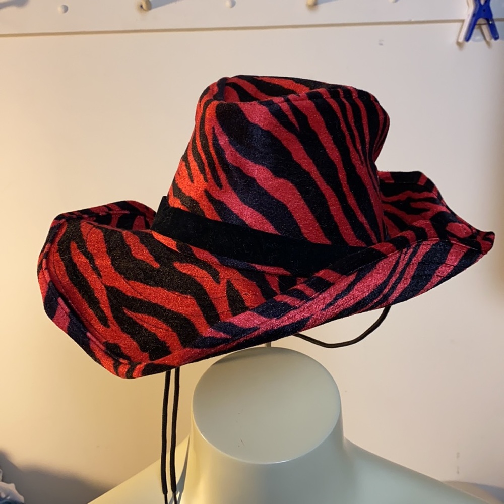 Zebra fedora Red and Black zebra strip hat